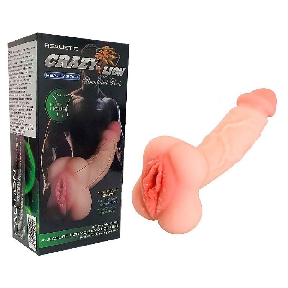 Masturbador Realistico Pene y Vagina Crazy Lion 