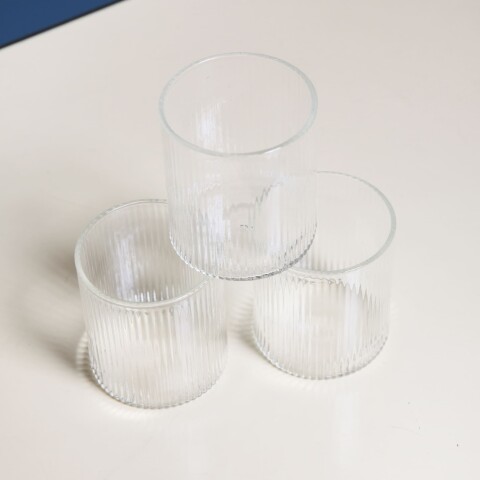Vaso de vidrio acanalado vertical 300ml Vaso de vidrio acanalado vertical 300ml