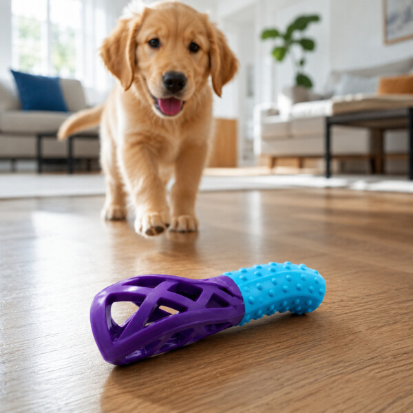Juguete Morder Perros Gatos Limpieza Dental Golosinas Premio Color Celeste Violeta
