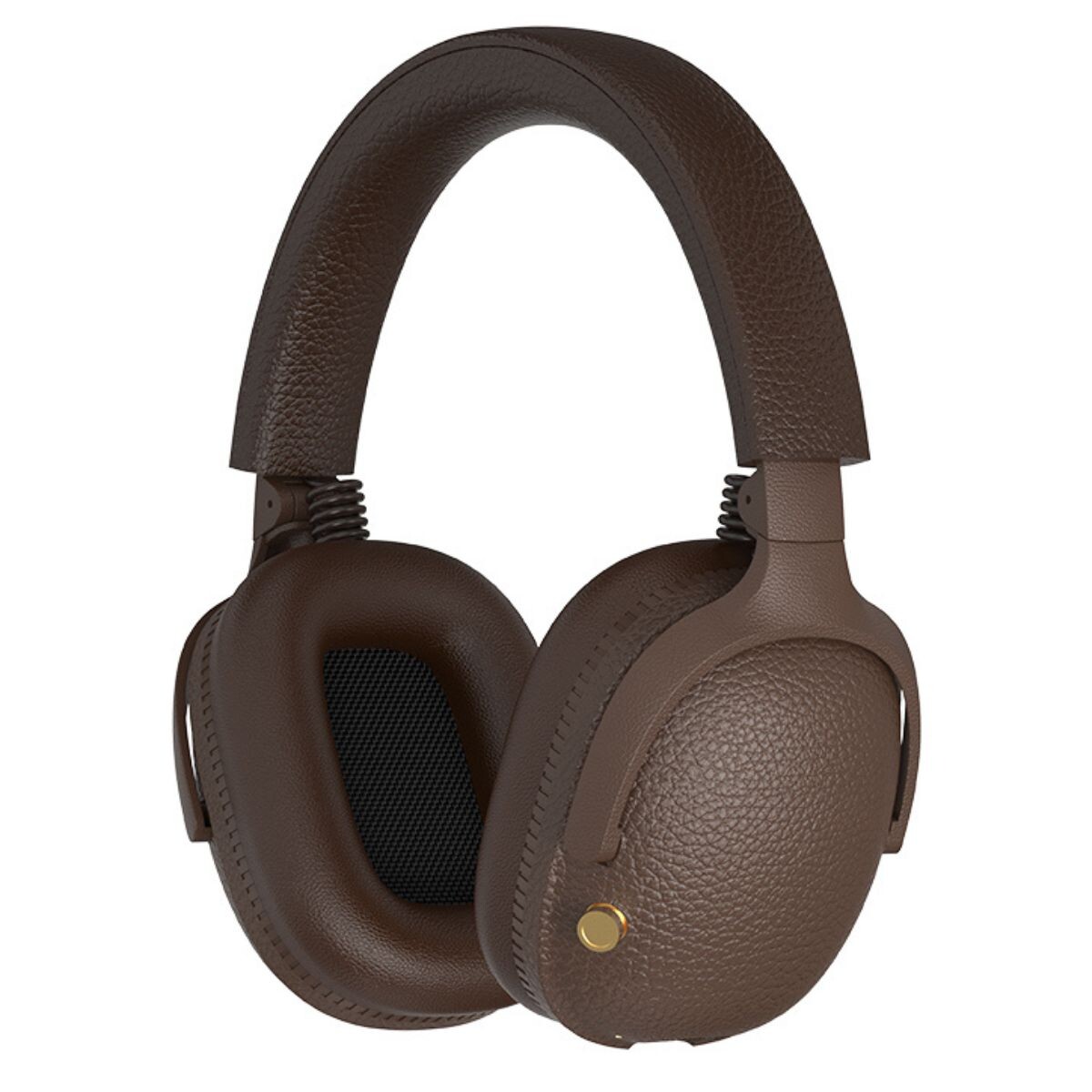 Auriculares bluetooth con radio marrones con perilla 