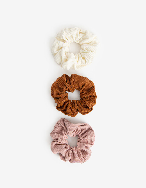 Skunzies Lisas Set De Scrunchies De Corderoy - Combinacion Tricolor