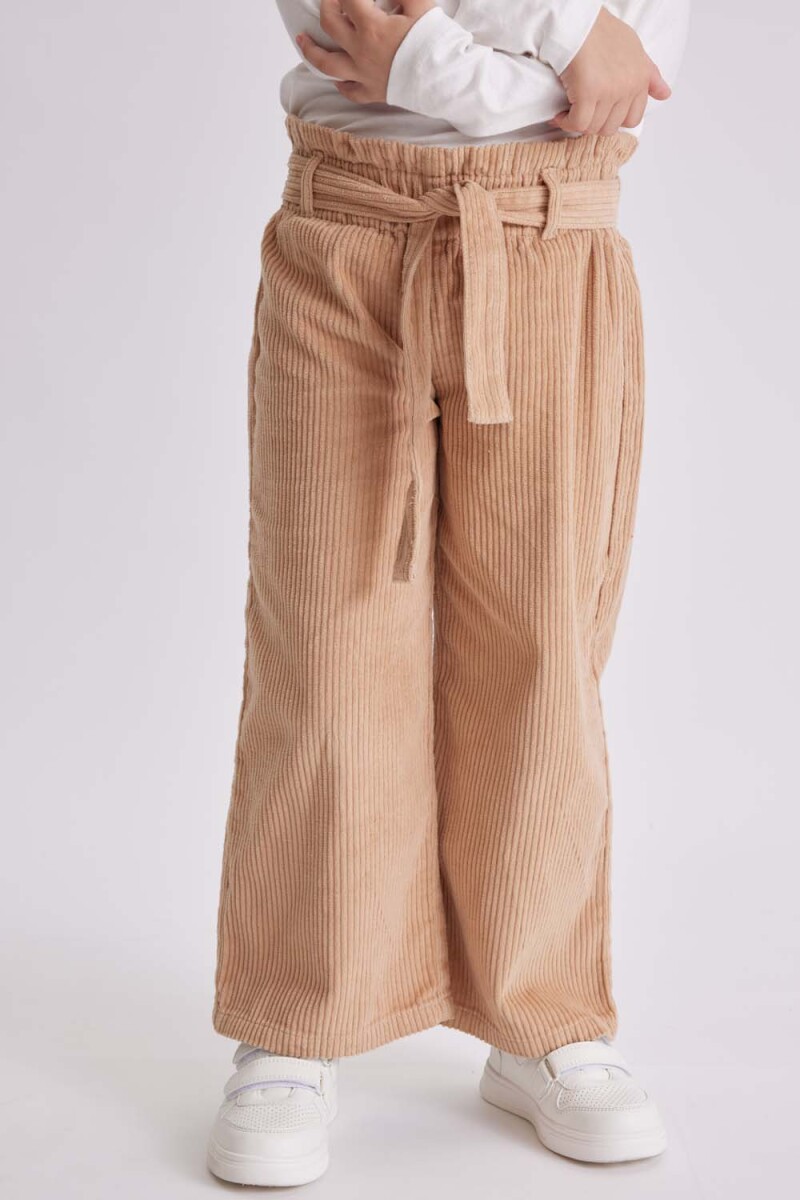 Pantalón ancho con lazo pana Taupe