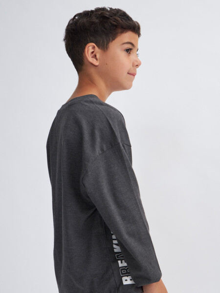 Camiseta manga larga estampada Gris