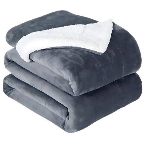 Frazada Manta Polar Con Corderito Acolchado 1 Plazas 200x150 Variante Color Gris