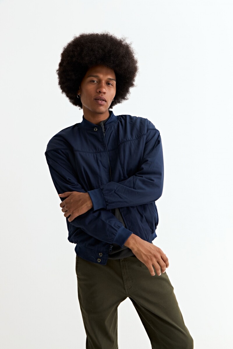 Campera bomber de nylon - Azul marino 