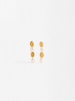 Pendientes Largos De Perlas - Plata De Ley 925 dorado