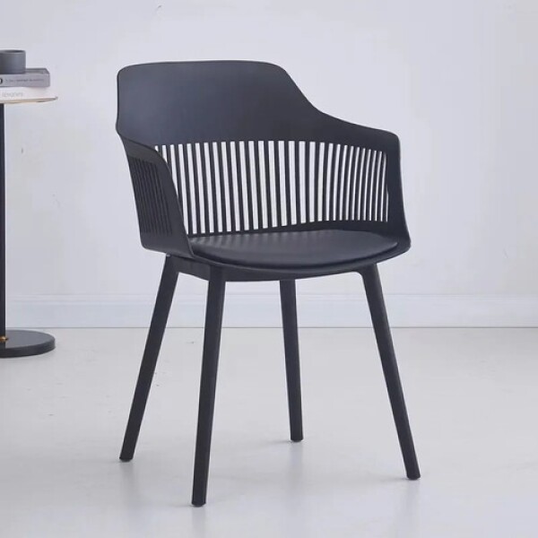 Silla Comedor Cocina Aurora Marcela Nórdica Apoyabrazos 83Cm Negro 1