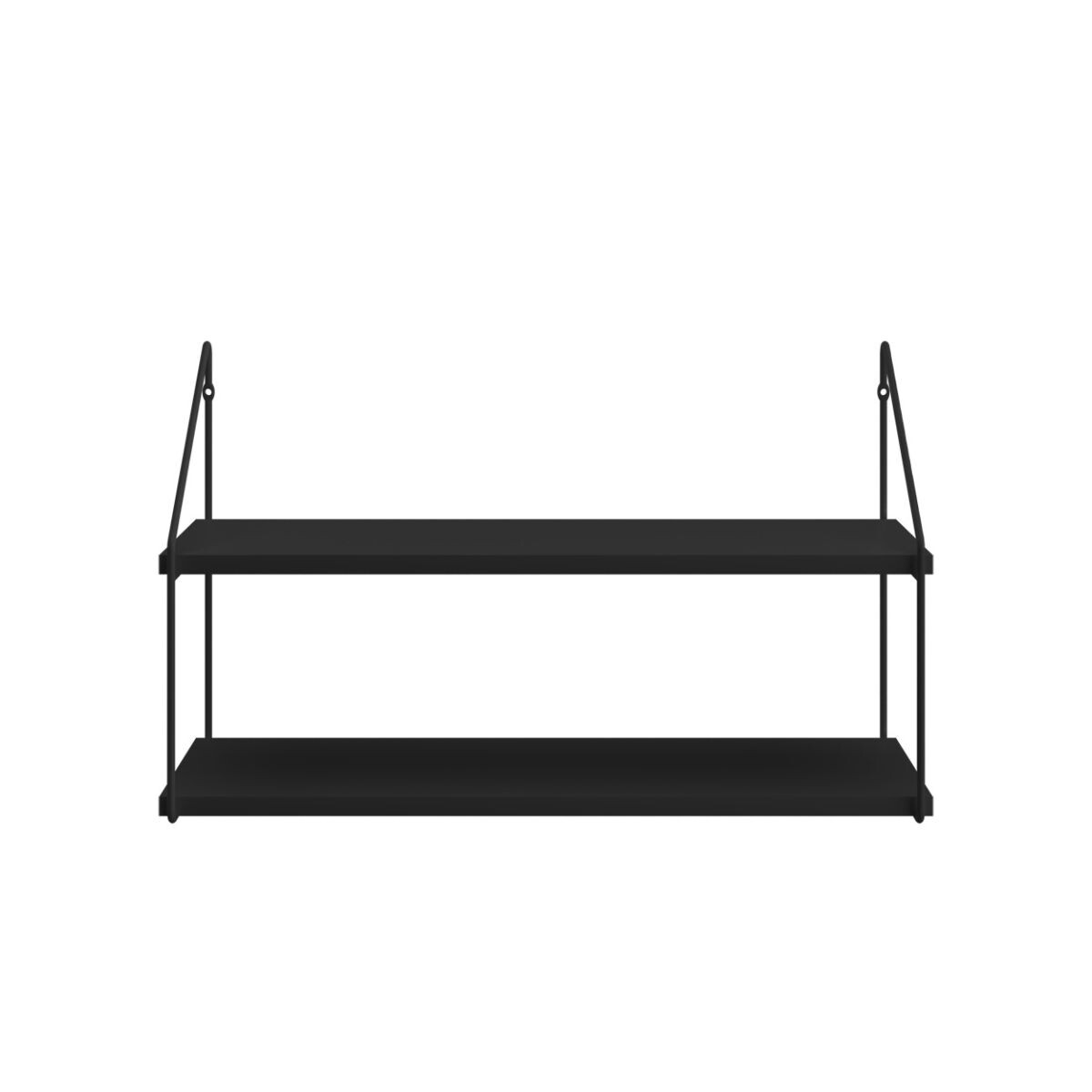 Estante de pared madera y hierro - 2 pisos - Negro 