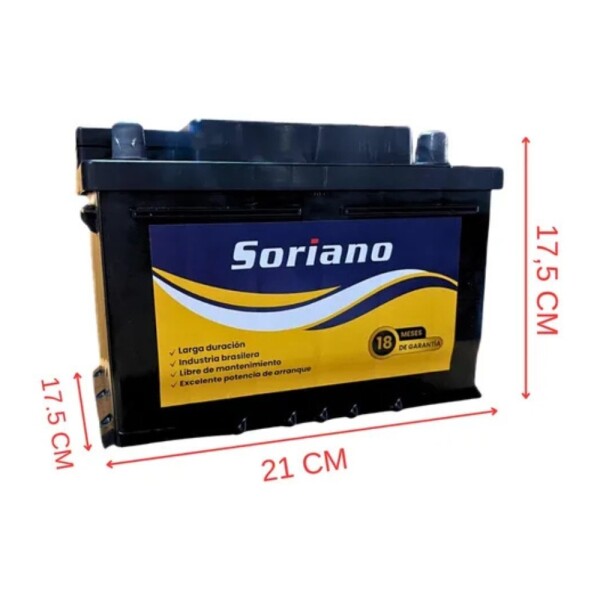 BATERIA SORIANO 70/75 AMP DERECHA BATERIA SORIANO 70/75 AMP DERECHA