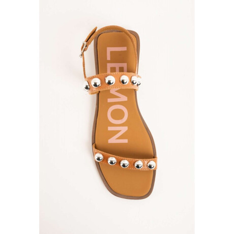 Sandalia Cuero Apliques Camel