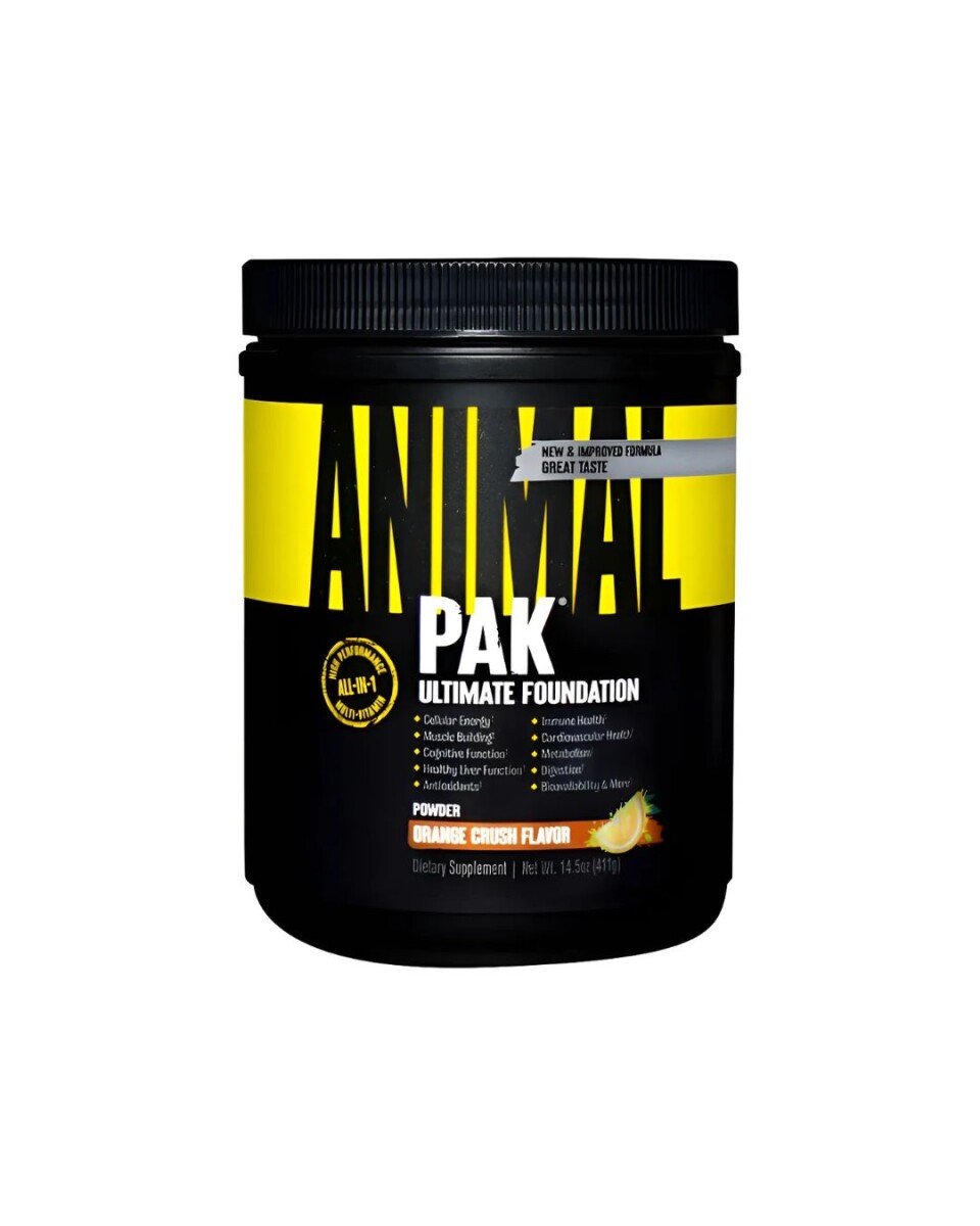 60 Servicios En Polvo Animal Pak- Sabor Naranja 