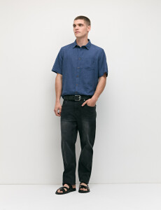 012265 CAMISA HARRINGTON LABEL Azul Piedra