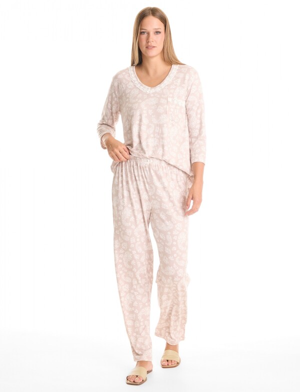 Pijama Con Pantalon BEIGE/MULTI