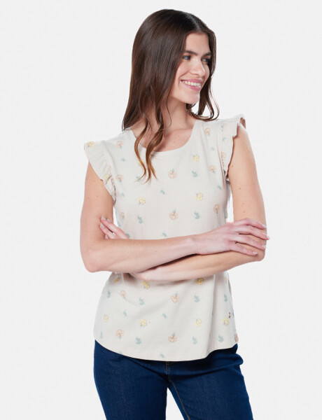 REMERA ESTAMPADA Beige