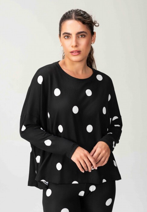 Remera Popi Lunares negro y blanco