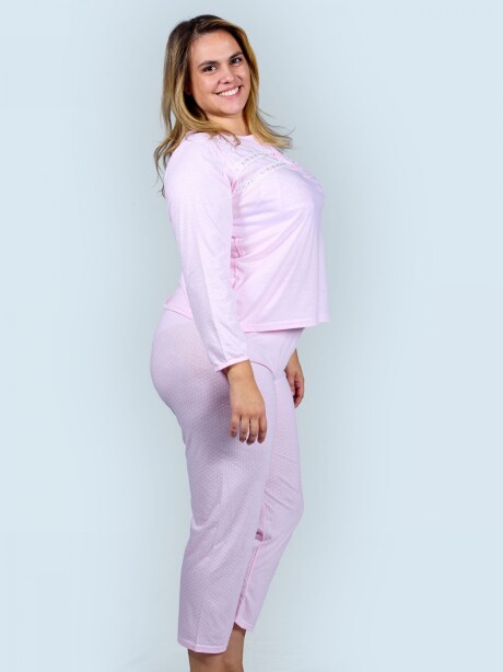 Pijama de algodón con lunares chiquitos América Rosa