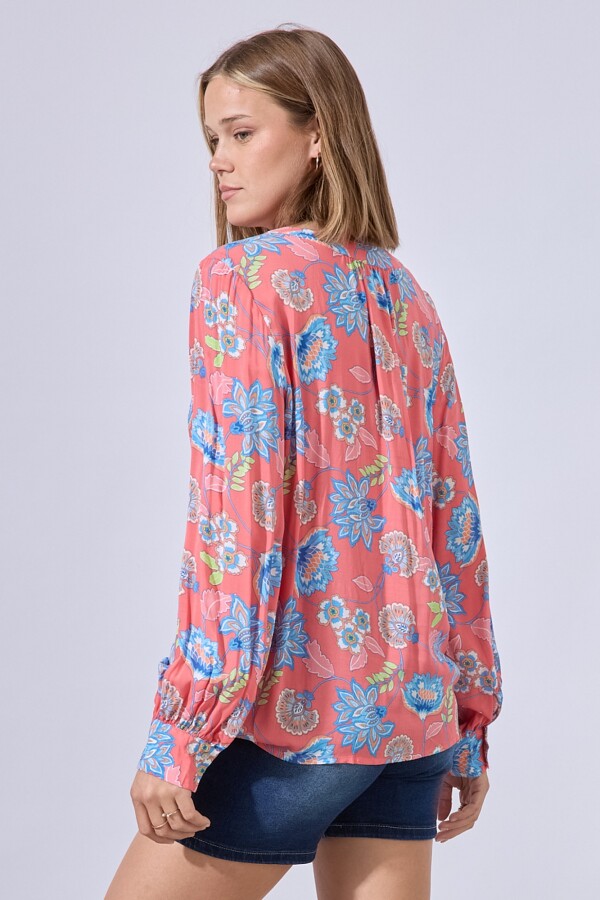 Blusa Puntilla Nudo CORAL/MULTI