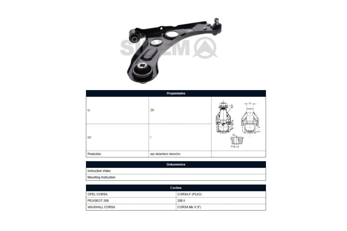 Parilla De Suspension Delantera Peug 208 21-25 Der Parilla De Suspension Delantera Peug 208 21-25 Der