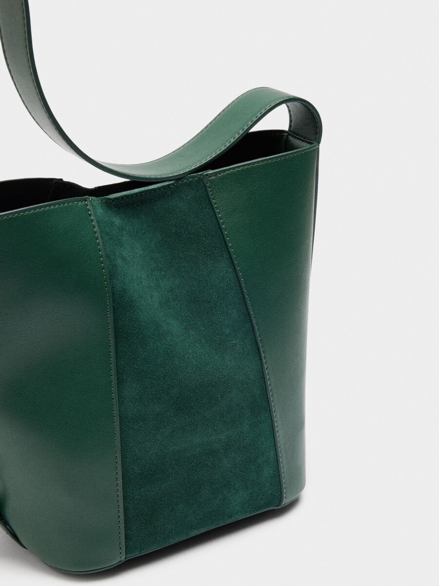 Bolso Bombonera Con Detalles De Piel verde