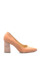 Zapato Stiletto Taco Ancho Cuero Beige