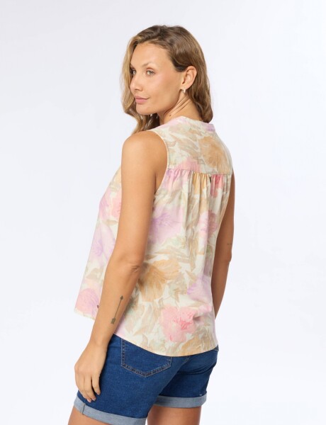 MUSCULOSA DE LINO ESTAMPADA Rosa