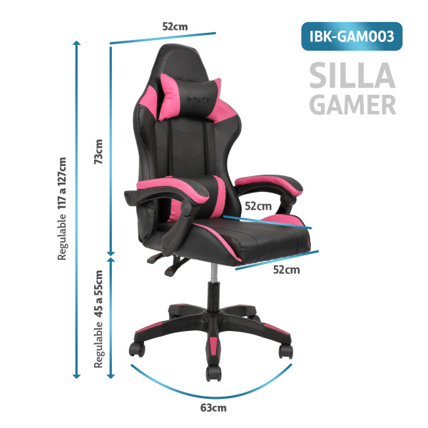 Silla Gamer Ergonomica Escritorio Reclinable Soporta 200kg Imback Negro con Fucsia Silla Gamer Ergonomica Escritorio Reclinable Soporta 200kg Imback Negro con Fucsia