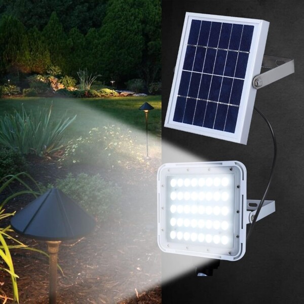 Foco Led Panel Solar 60W Exterior Jardin Luz Fria Reflector Variante Color Blanco