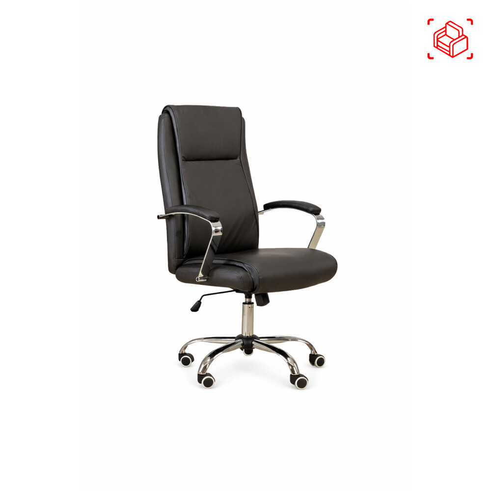 SILLA DE ESCRITORIO PU-Y-ACERO NEGRO D-422