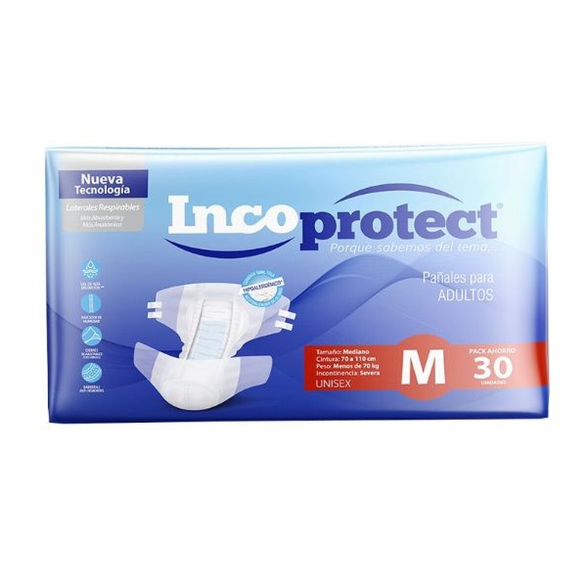 PAÑAL INCOMPROTECT M 30U HASTA 70KG 