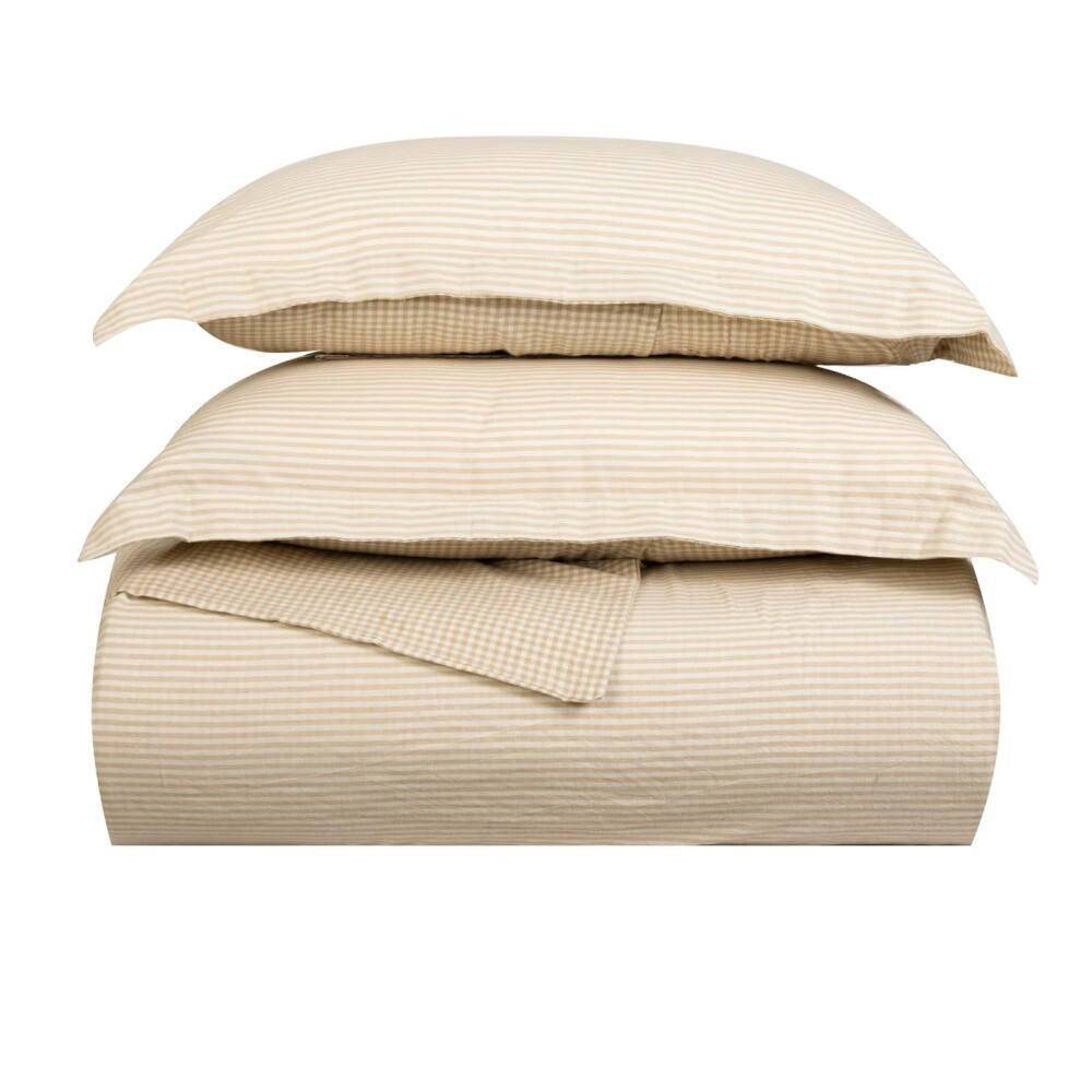 SET FUNDA NÓRDICA 2 PLAZAS LINO-Y-ALGODON NATURAL-BEIGE CHECKS ARENA