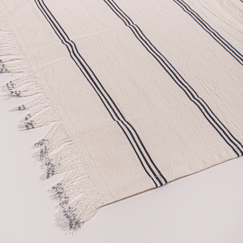 Individual 35x46 con Flecos Tusor Soft Rayas Azul