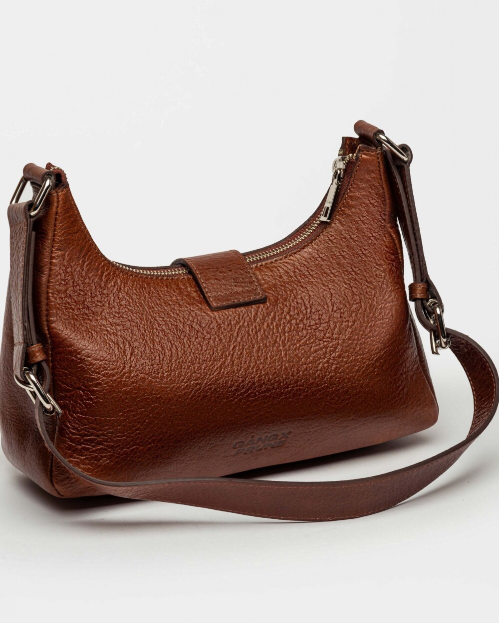 Cartera al Hombro The Noisy Gang En Cuero Graneado Tabaco