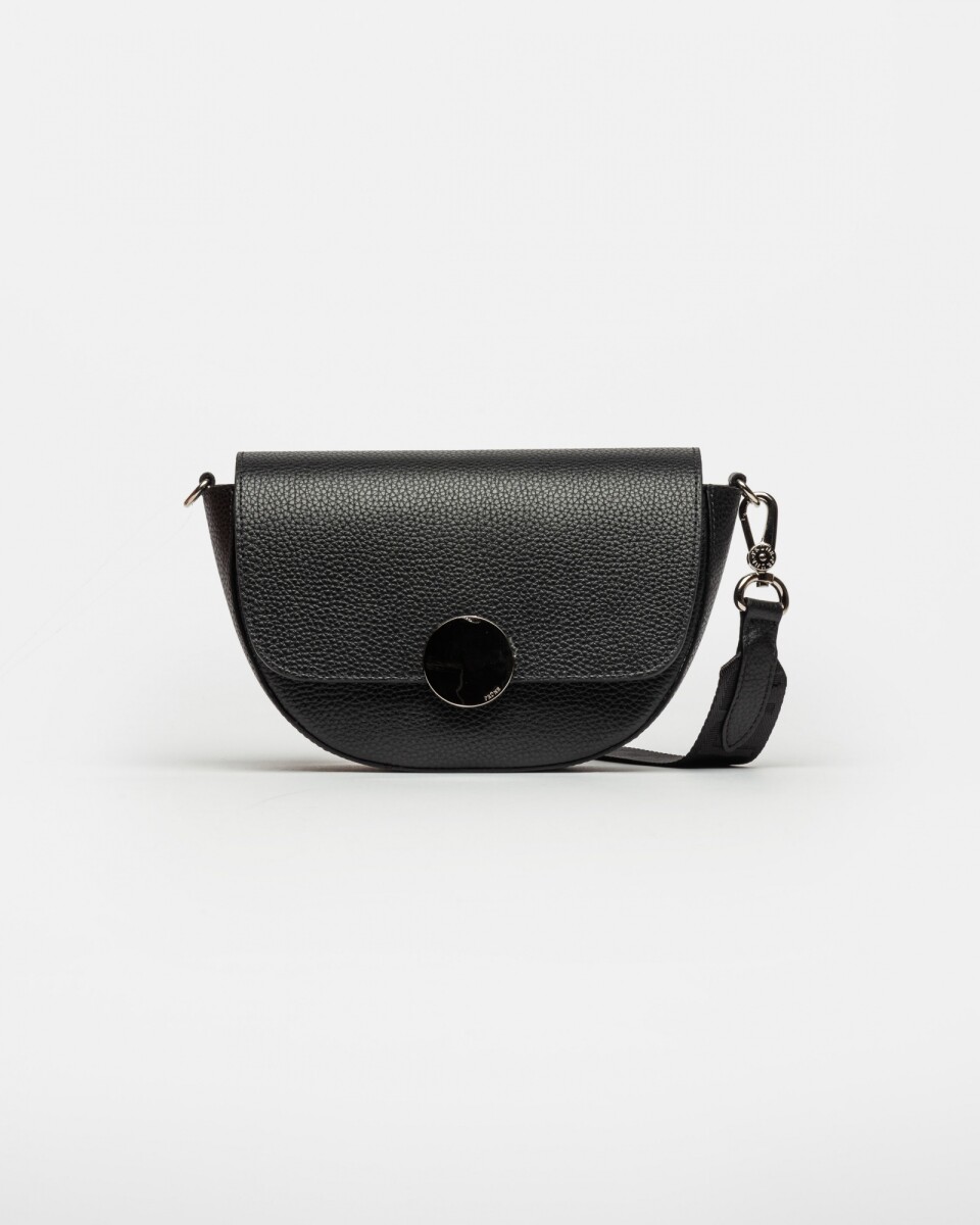 Bandolera The Circle En Cuero Graneado - Negro 