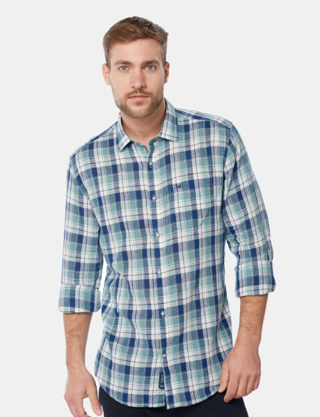 CAMISA DE LINO A CUADROS Verde