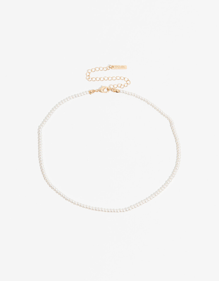 Collares Cortos Perla Collar Con Perlas - Dorado