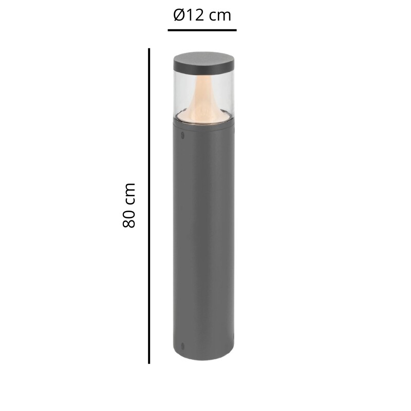 BOLARDO KANE 80 CM Luminaria Bolardo Exterior 9W Kane 80cm Gris Grafito