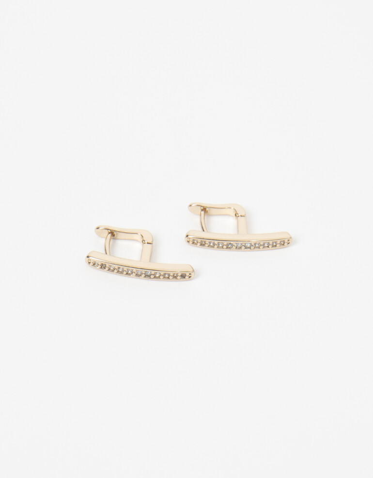 Aros Colgantes Cortos Strass Aros Colgantes Con Cubic Zirconia - Dorado