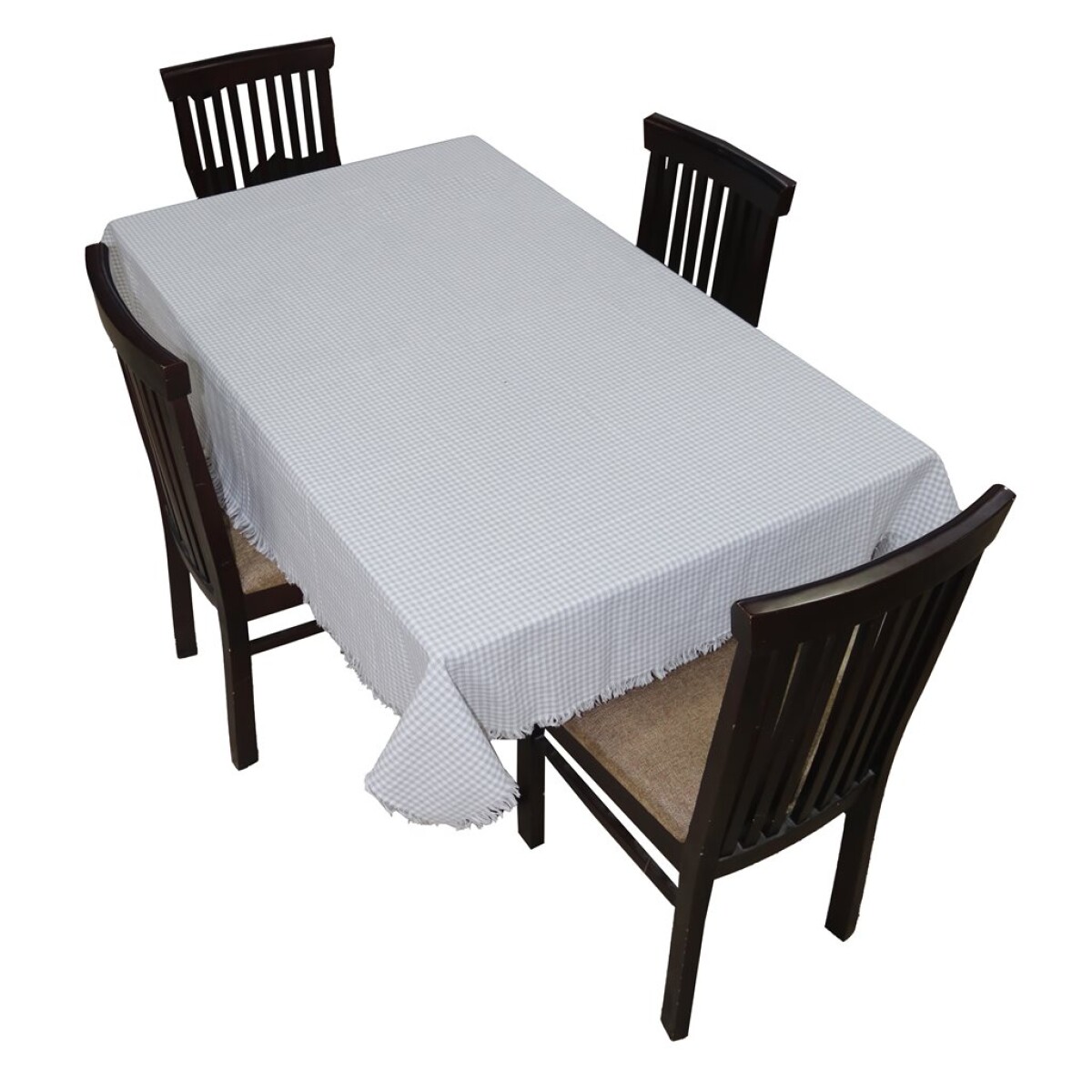 MANTEL ALGODÓN 140X180CM CUADROS GRIS 