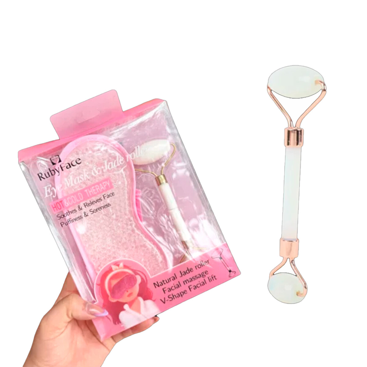 Rodillo Facial Masajeador + Antifaz Ruby Face 