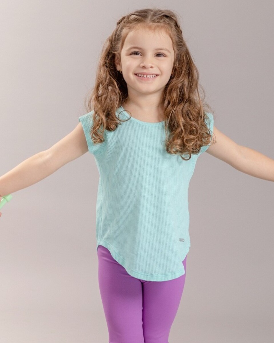 Remera Deportiva para Niñas. - VERDE AGUA 