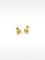 Pendientes Cortos Con Perlas De Agua Dulce - Plata De Ley 925 dorado
