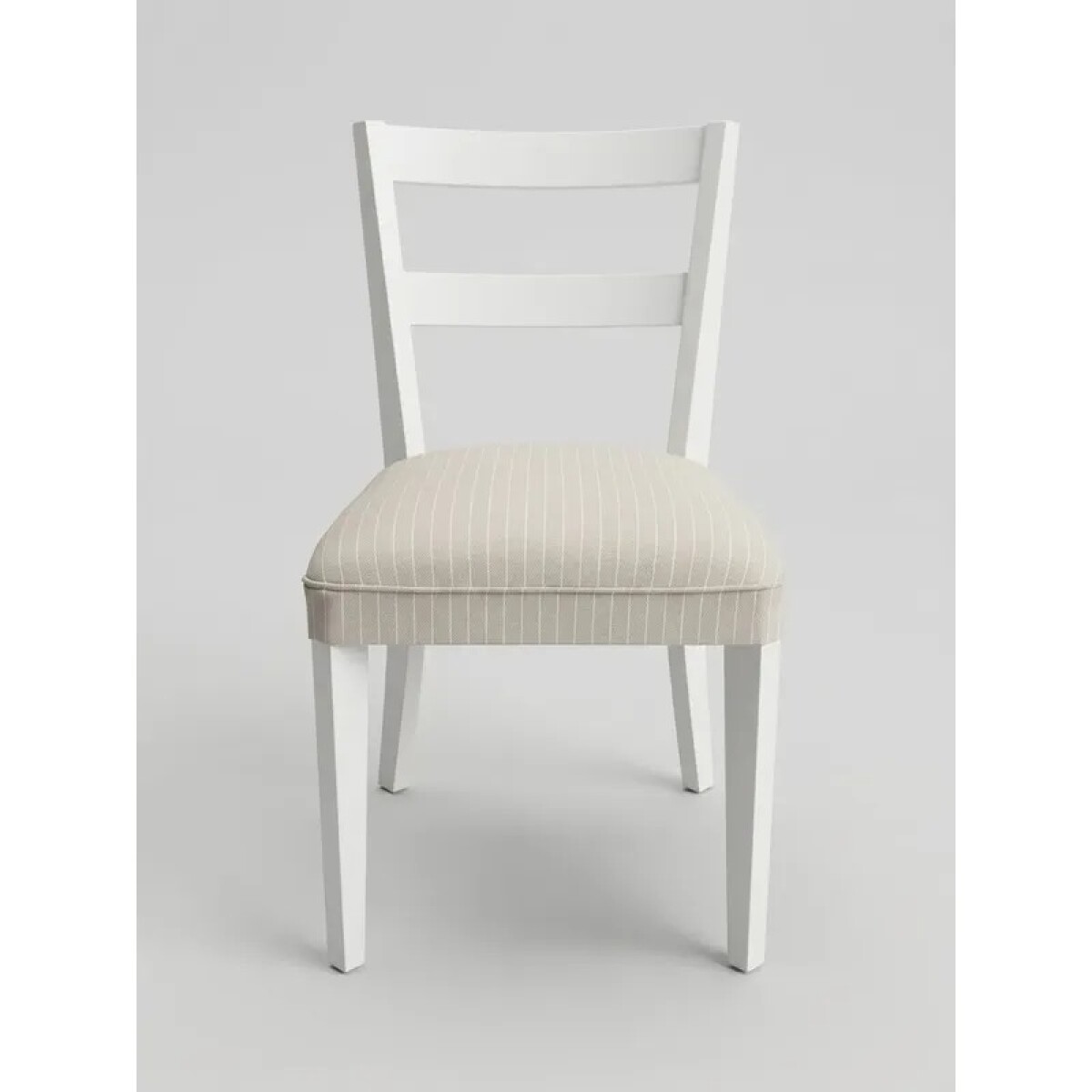 Silla laca blanca tapizada tela beige - PRODUCTO CON DETALLES 