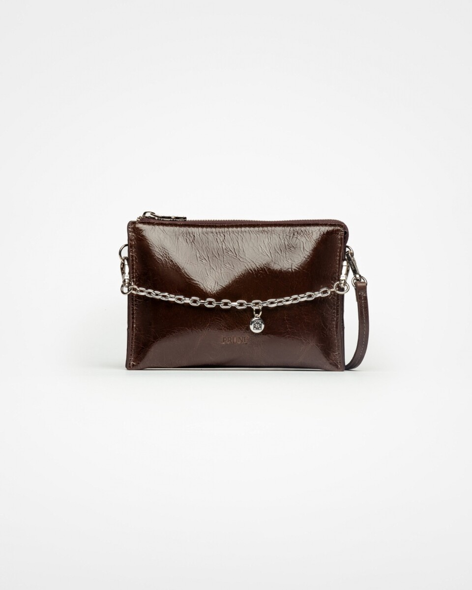Mini bag Kaia en cuero arrugado - Chocolate 
