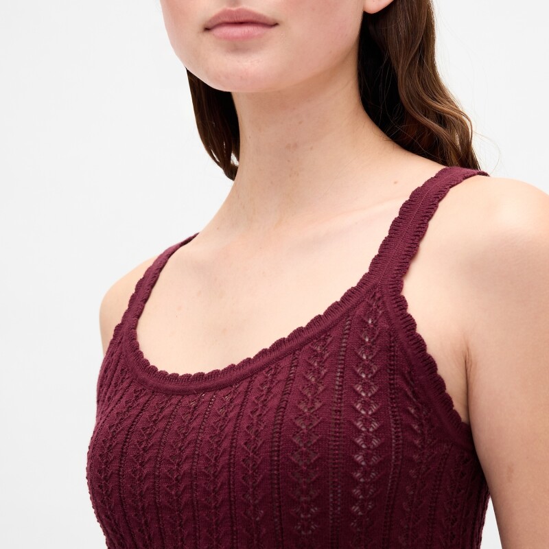 COTTON POINTELLE TANK TUSCAN RED