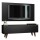 Rack TV mueble Lumax + panel rústico con estantes 55” Negro/Negro