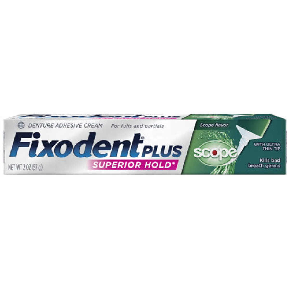 Fixodent Plus Scope Crema Adhesiva 57 gr | Fijación Segura con Aliento Fresco 