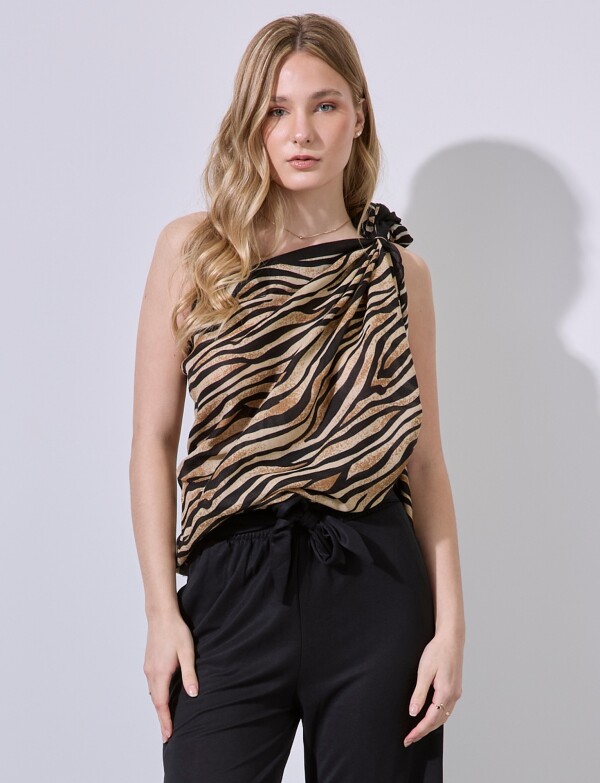 Pashmina Animal Print NEGRO/MARRON