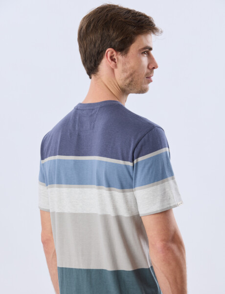 REMERA RAYADA DE ALGODÓN Azul