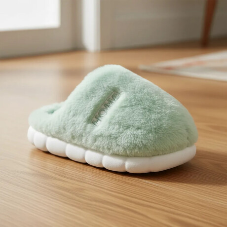 Pantufla De Felpa Peluche sintético Antideslizante Unisex Verde Claro