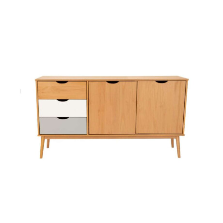 Aparador 2 Puertas 3 Cajones Linea Nordica Roble/Gris claro/Blanco